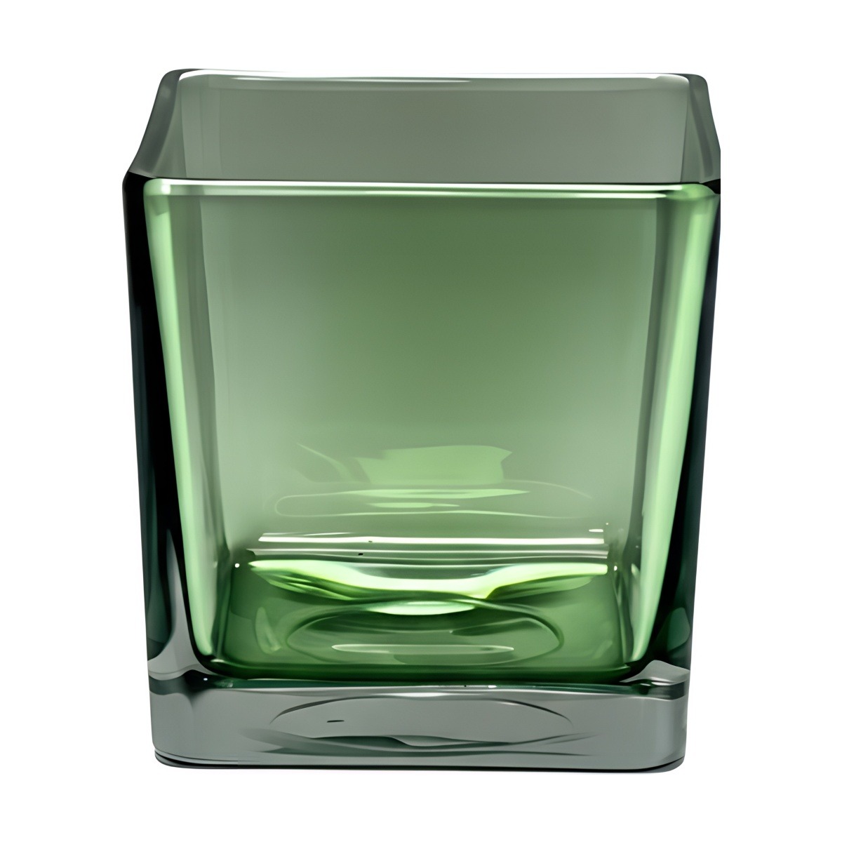 Verre carré 4X4X4 po – Vert olive transparent, verre coloré