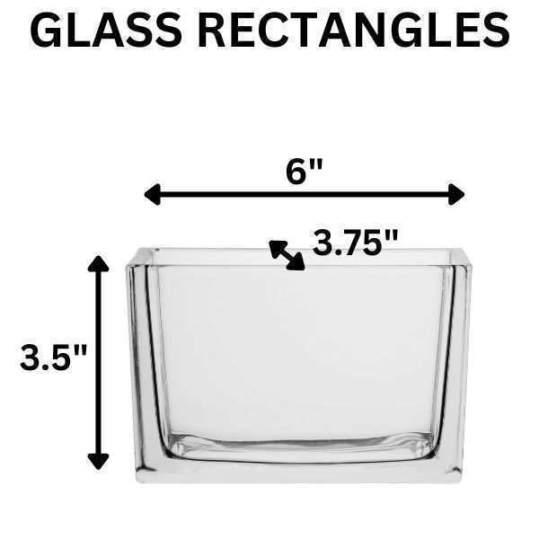 70235 Florero de vidrio transparente en forma rectangular, decorativo