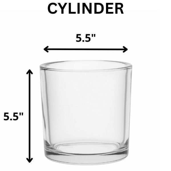 Jarrón cilíndrico de vidrio transparente, decorativo
