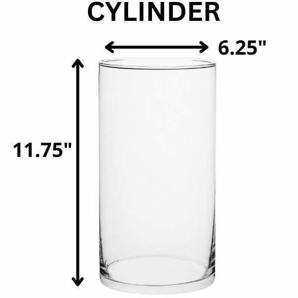 Jarrón cilíndrico de vidrio transparente, decorativo