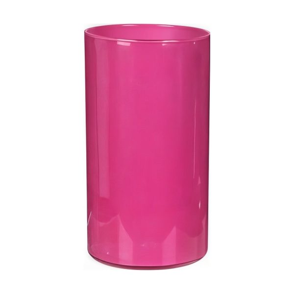 Vase cylindrique – Rose vif, verre coloré