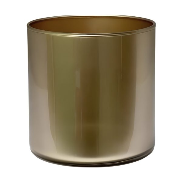 Vase cylindrique – Champagne métallique, verre transparent