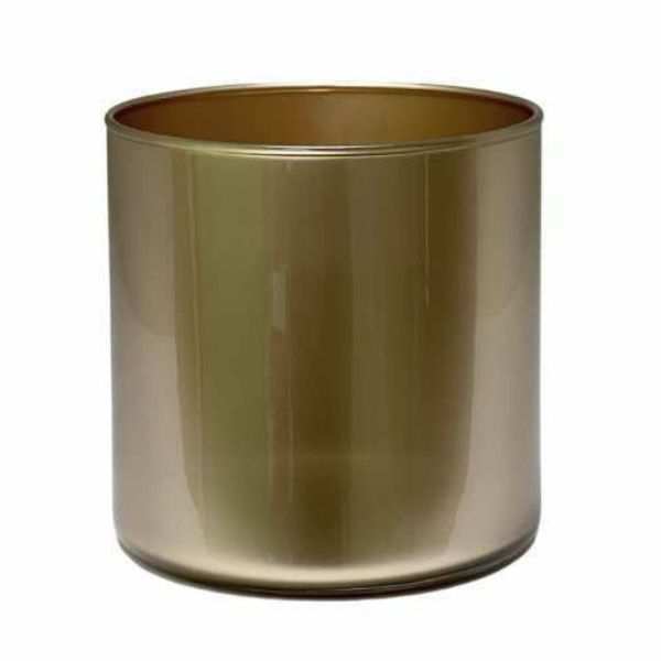 Cylinder Vase – Metallic Champagne, clear glass