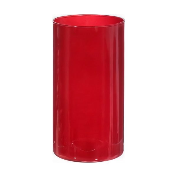Florero cilíndrico – Rojo, vidrio de color