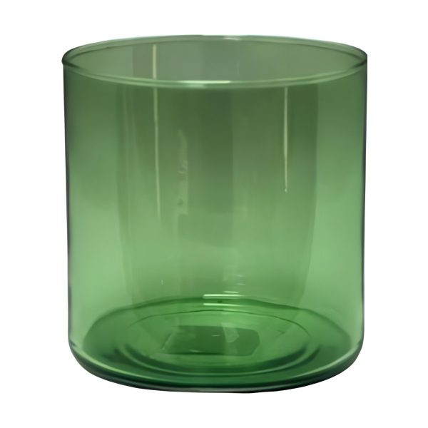 Vase cylindrique – Vert olive transparent, verre coloré