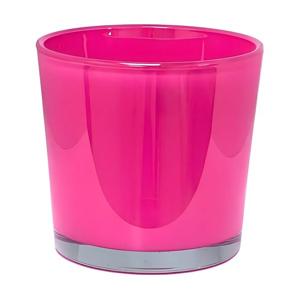 Flower Pot Thick Glass Vase – Hot Pink, coloured glass