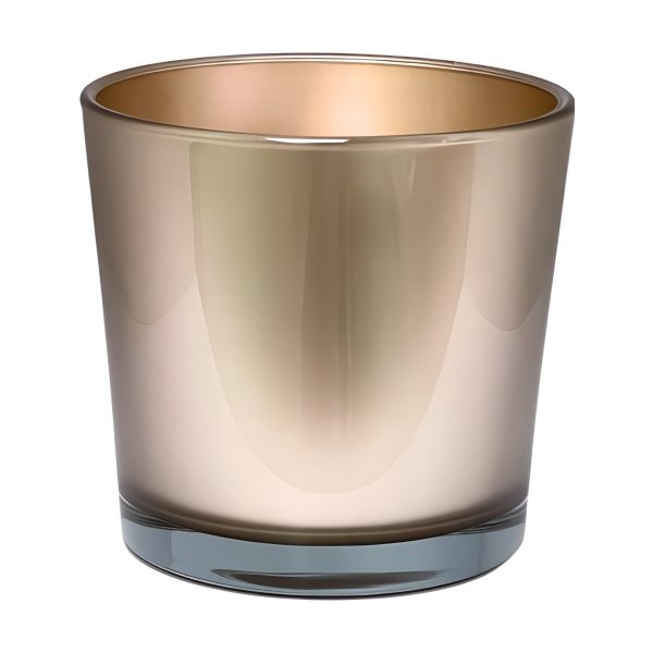 Flower Pot Thick Glass Vase – Metallic Champagne, coloured glass