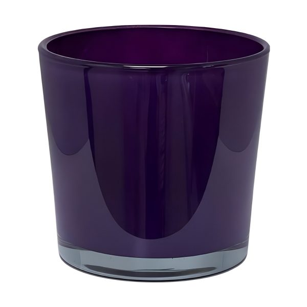 Flower Pot Thick Glass Vase – Plum, coloured glass