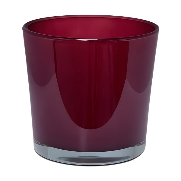 Flower Pot Thick Glass Vase – Wine Red, coloured glass