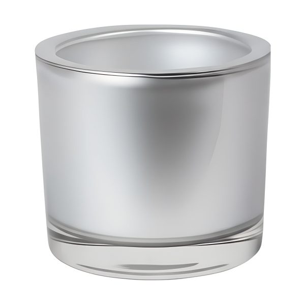 Jarrón cilíndrico de vidrio – Plata Metálico, vidrio de color