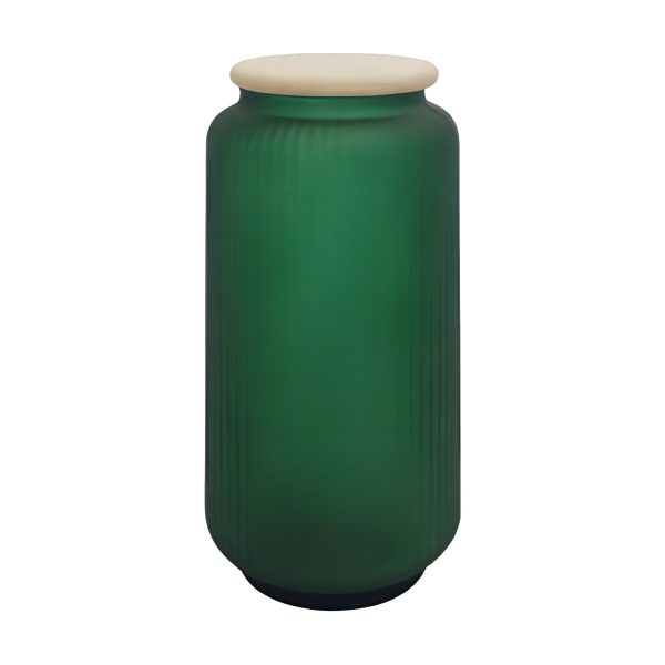 *lid Included*cylindrical Vase Lid – Hunter Green Matte, coloured glass