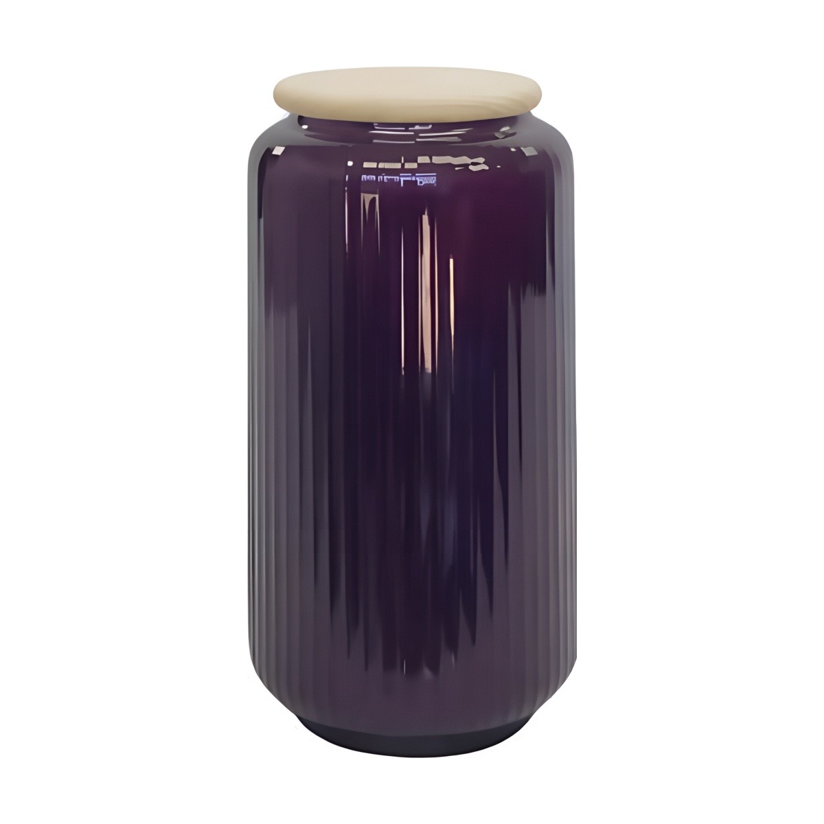 *Couvercle inclus* Couvercle de vase cylindrique – Prune, verre coloré