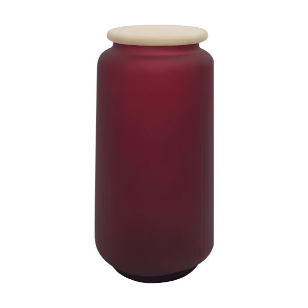 *lid Included*cylindrical Vase Lid – Wine Red Matte, coloured glass