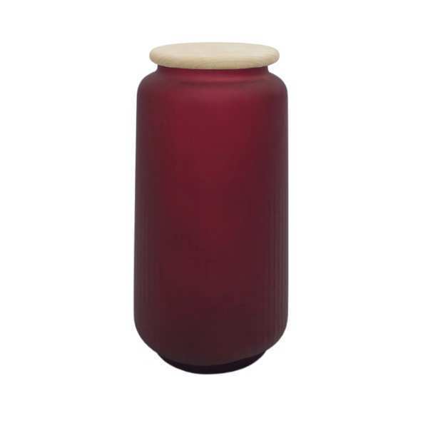 *Tapa incluida* Tapa para jarrón cilíndrico – Rojo Vino Mate, vidrio de color