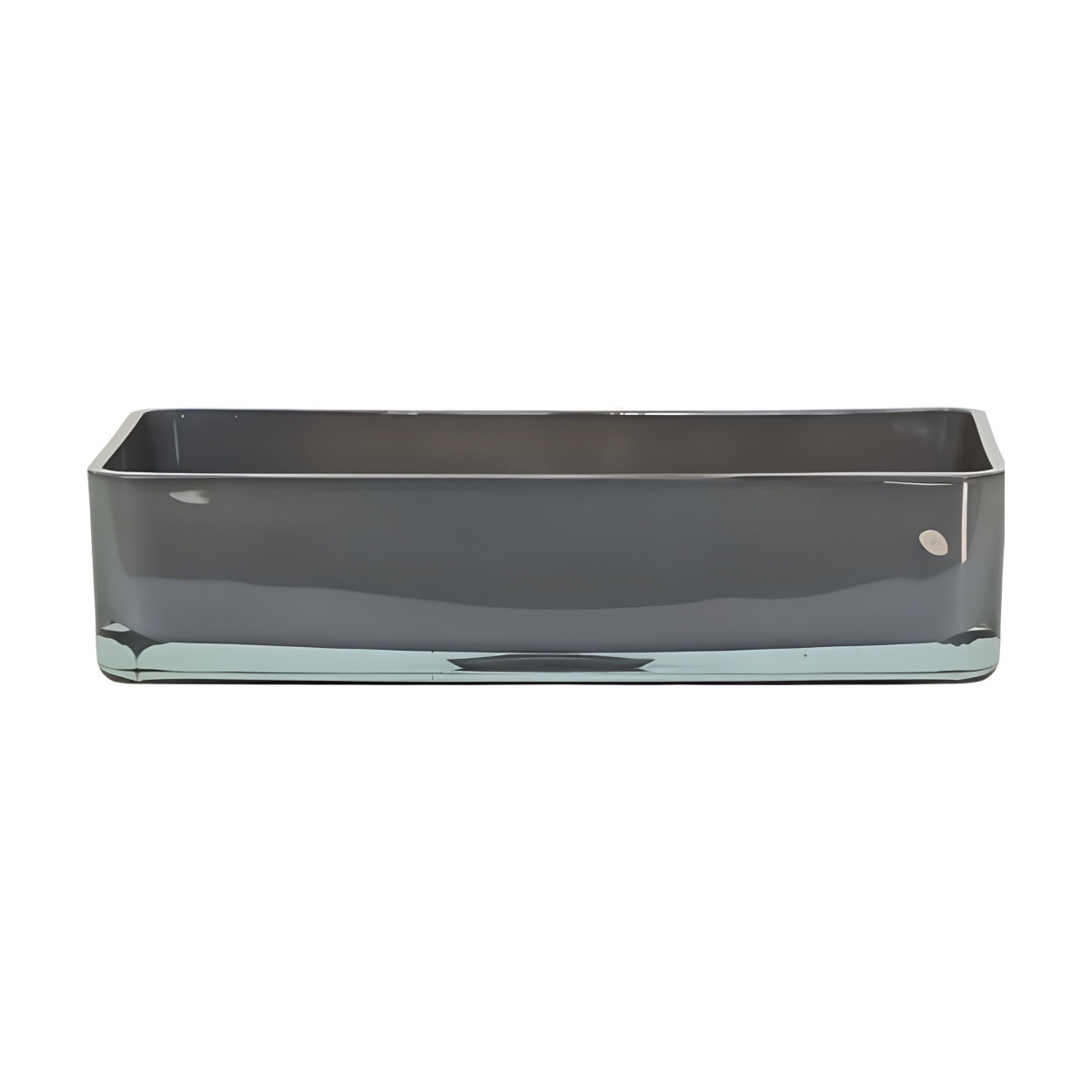 Rectangular Low Vase – Grey, coloured glass