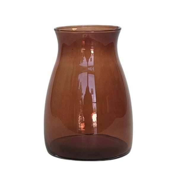 Florero Romeo – Ámbar oscuro transparente, vidrio de color