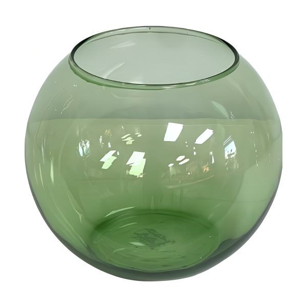 Jarrón Rose Bowl – Verde Oliva Transparente, vidrio de color