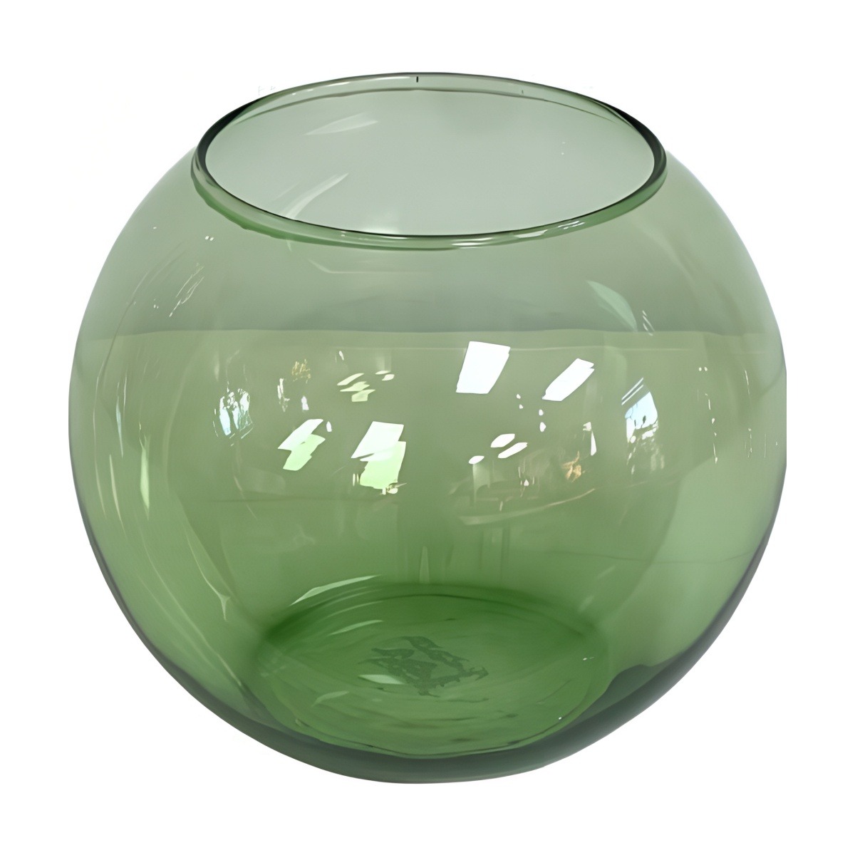 Rose Bowl Vase – Transparent Olive Green, coloured glass