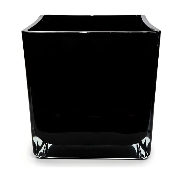 Square Cube Vase – Black, coloured glass