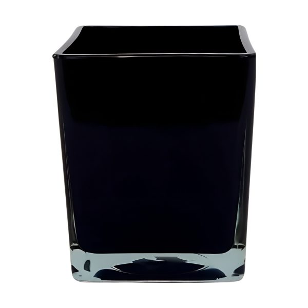 Vase cube carré – Noir, verre coloré