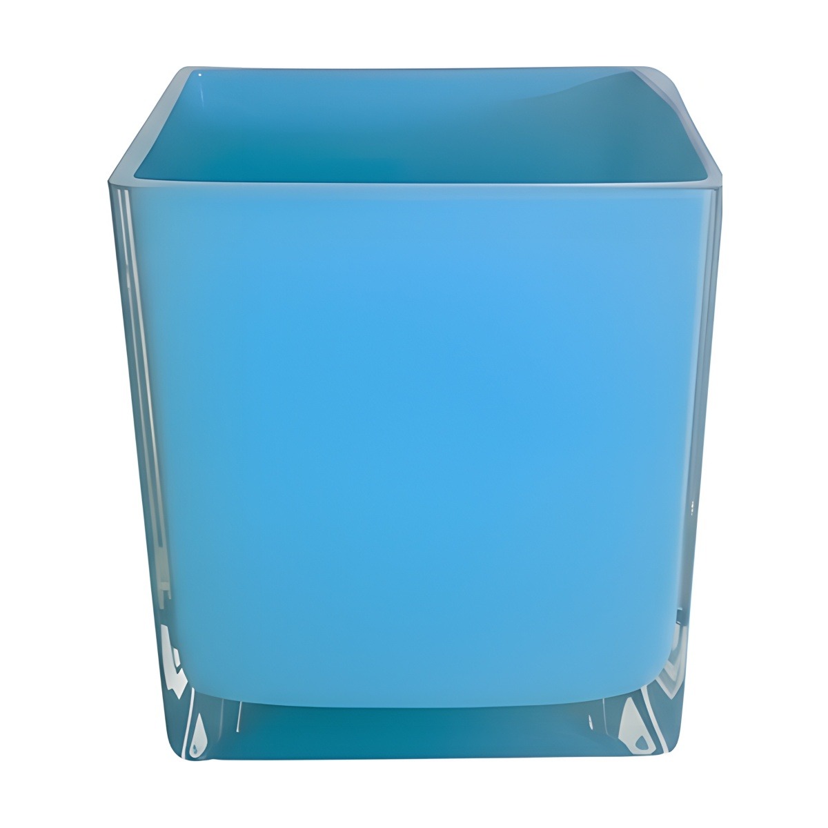 Florero Cuadrado en Cubo – Azul, vidrio de color