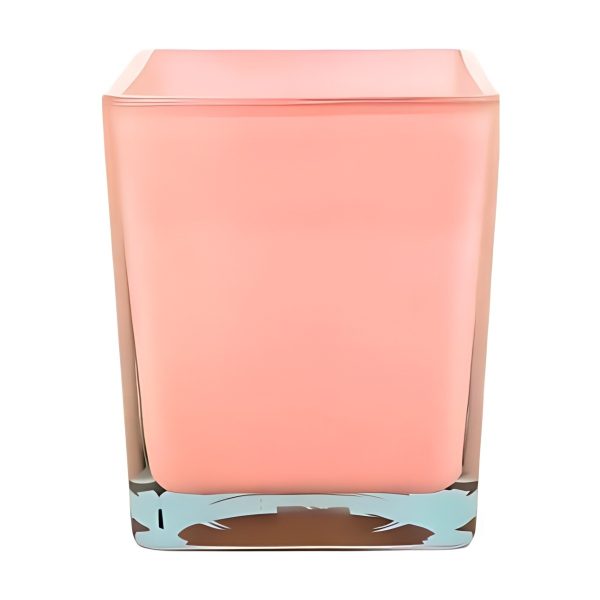 Vase cube carré – Rose Blush, verre coloré