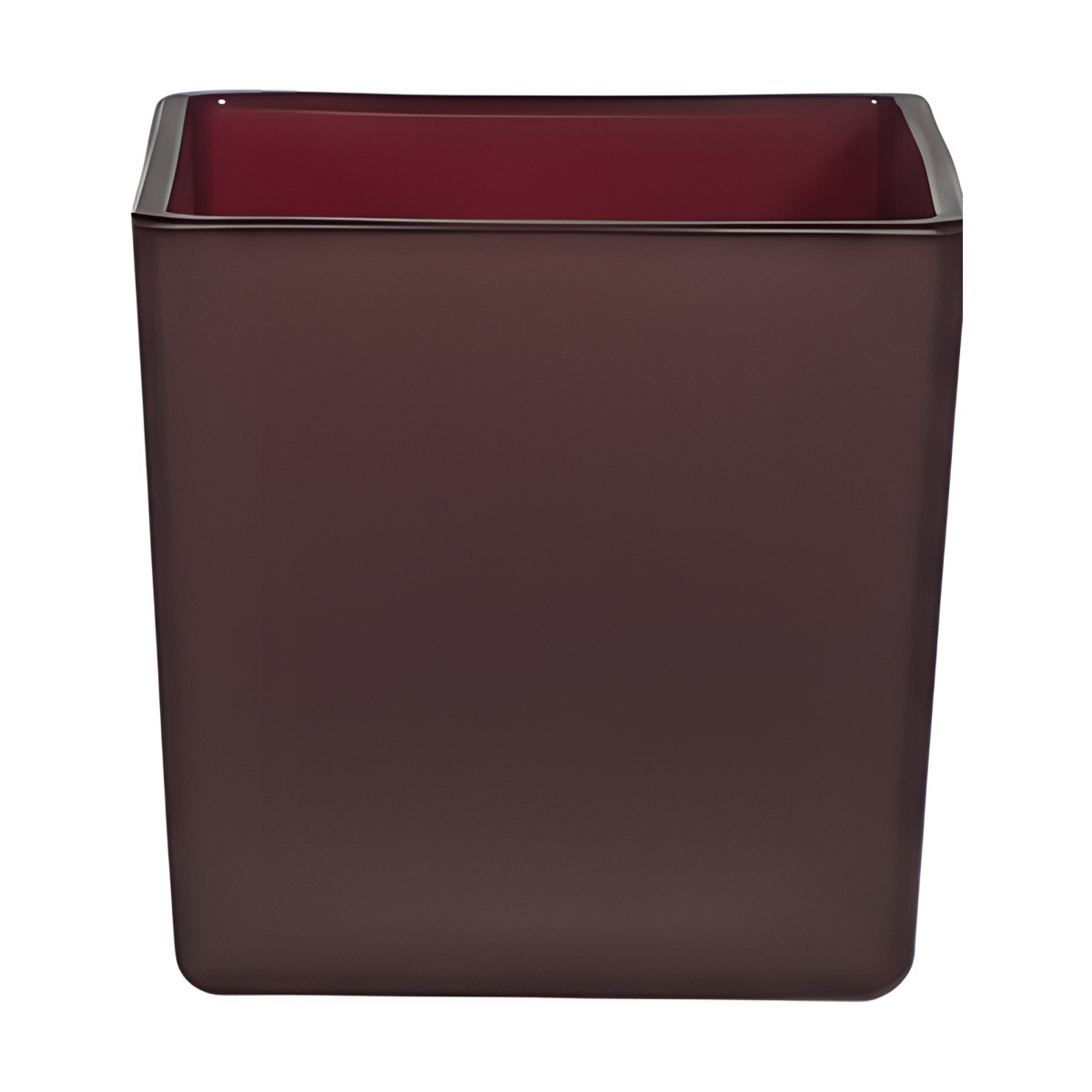Square Cube Vase – Burgundy Matte, coloured glass