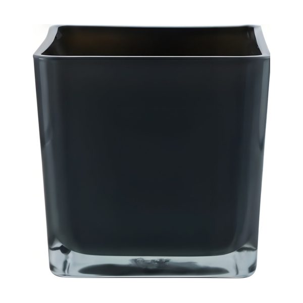Florero Cuadrado en Cubo – Gris oscuro, vidrio de color