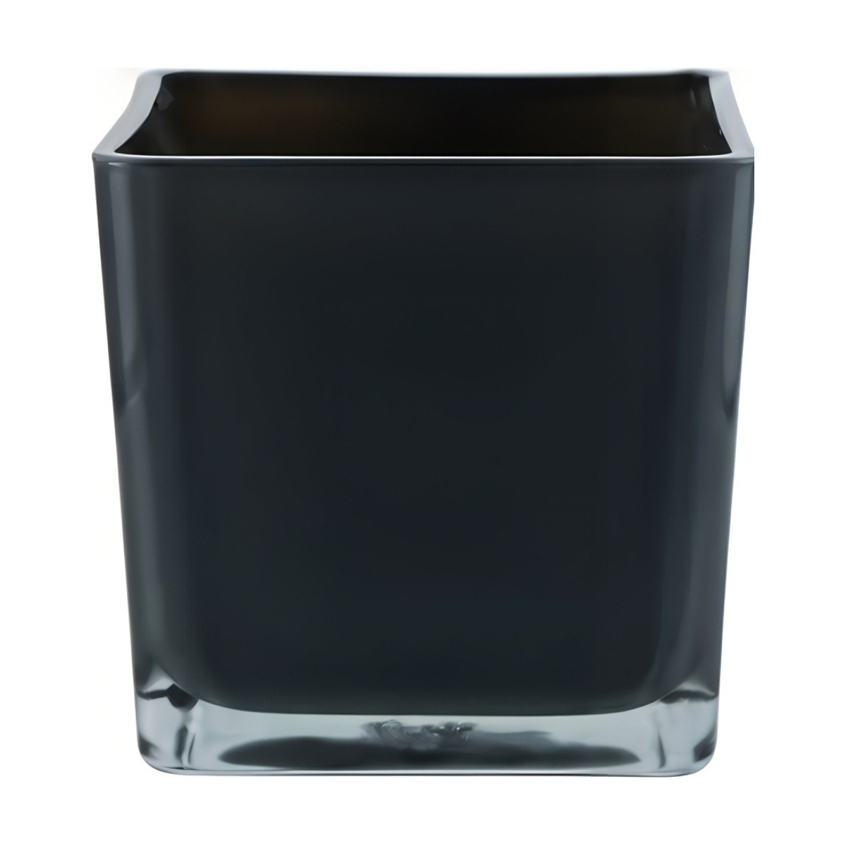 Square Cube Vase – Dark Grey, coloured glass