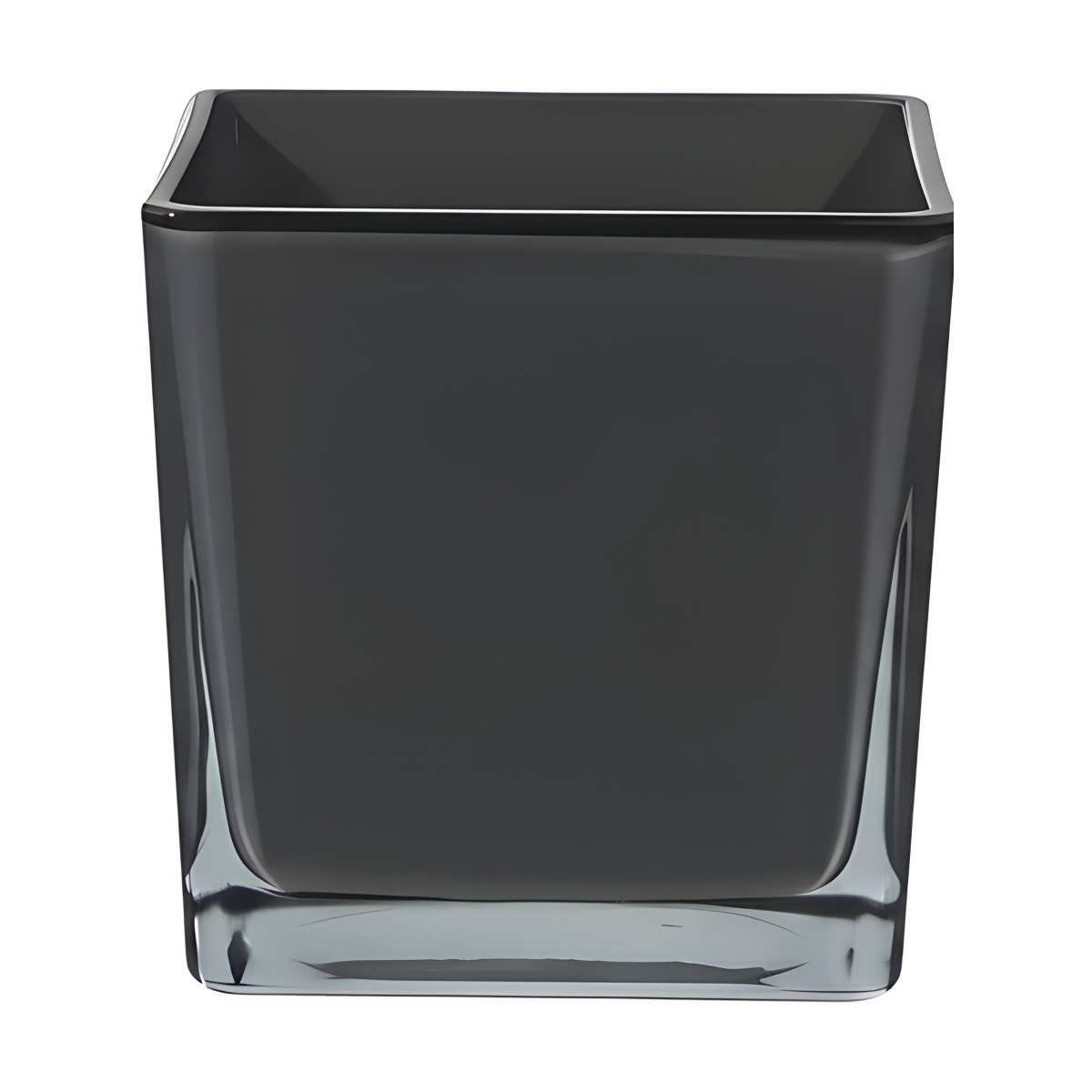 Vase cube carré – Gris foncé, verre coloré