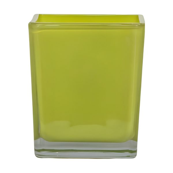 Vase cube carré – Vert, verre coloré