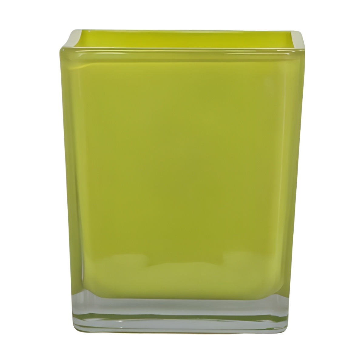Square Cube Vase – Green, coloured glass