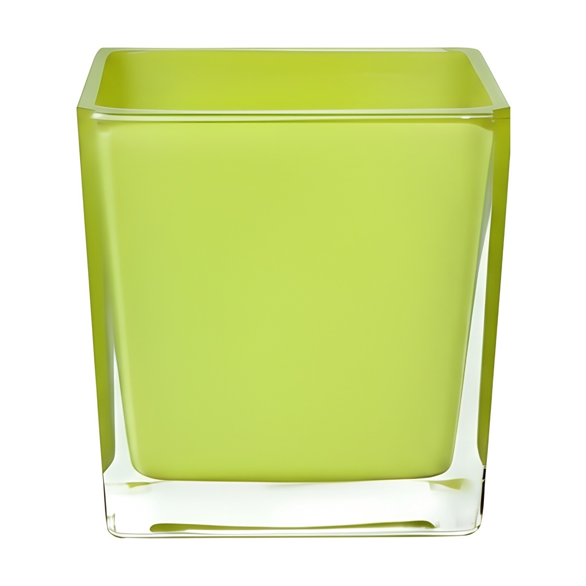 Square Cube Vase – Green, coloured glass