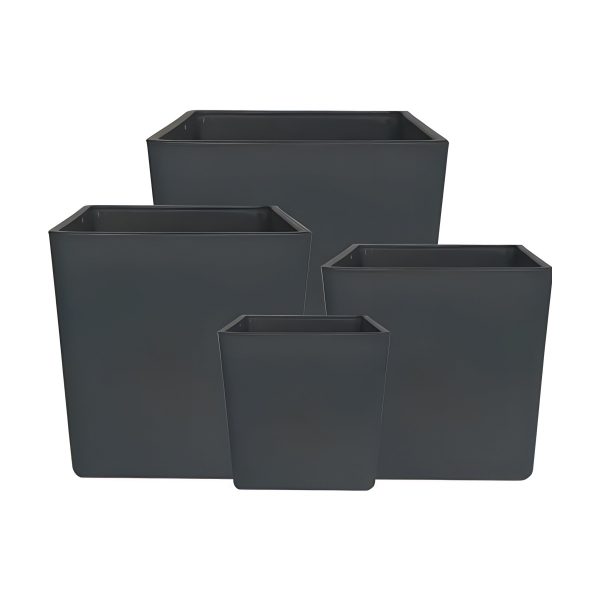 Square Cube Vase – Grey Matte Thick Glass, coloured glass