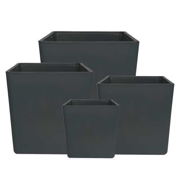 Florero Cuadrado en Cubo – Vidrio grueso mate gris, vidrio de color