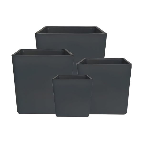 Florero Cuadrado en Cubo – Gris Mate, vidrio de color