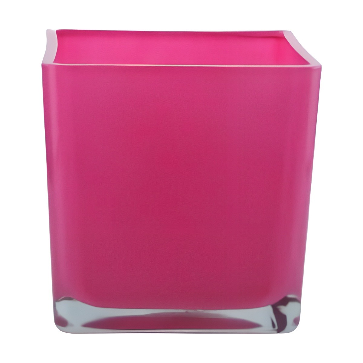 Florero Cuadrado en Cubo – Rosa Fucsia, vidrio de color