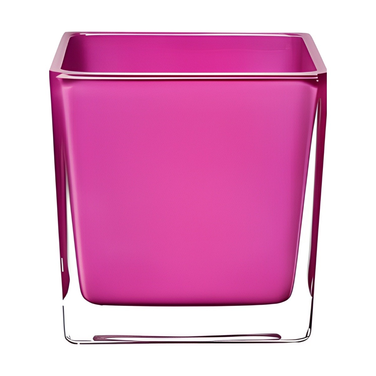 Square Cube Vase – Hot Pink, coloured glass