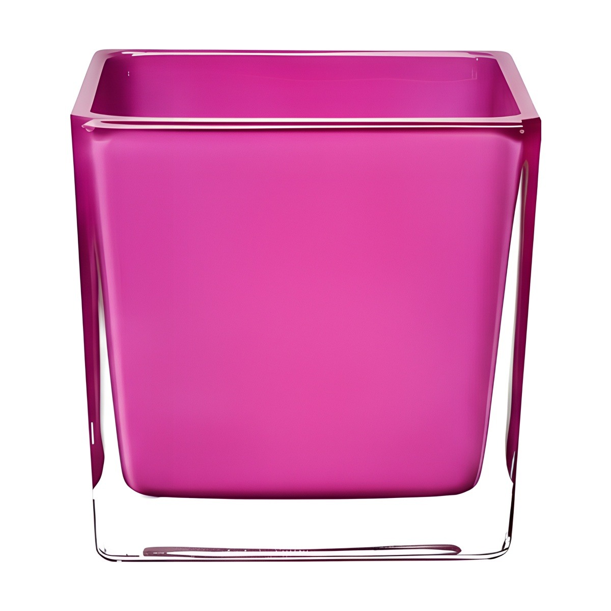 Square Cube Vase – Hot Pink, coloured glass