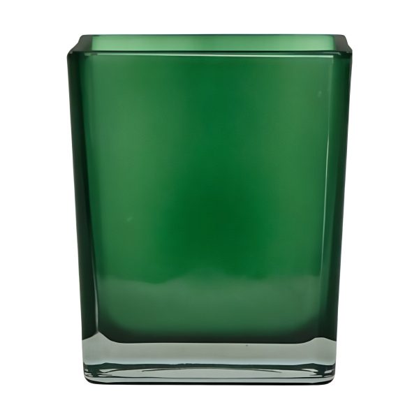 Vase cube carré – Vert chasseur, verre coloré