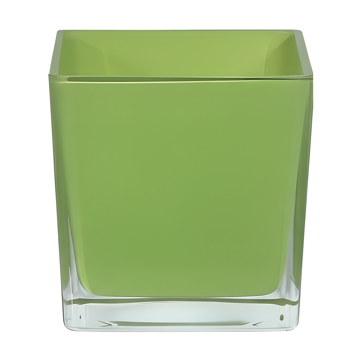 Vase cube carré – Vert citron vert, verre coloré