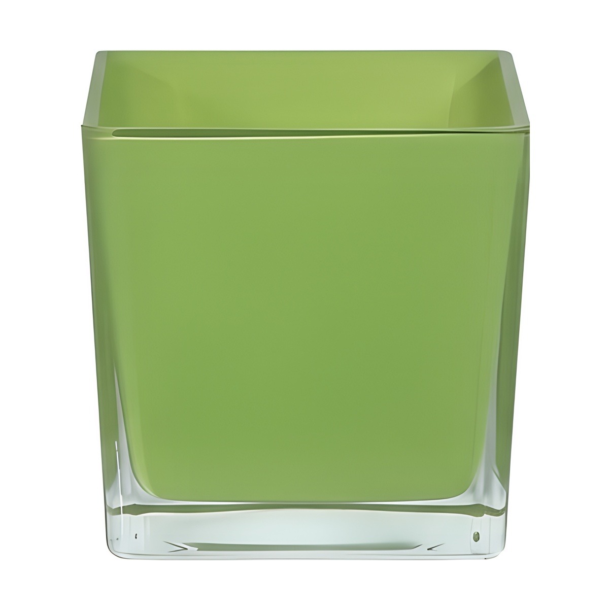 Vase cube carré – Vert citron, verre coloré