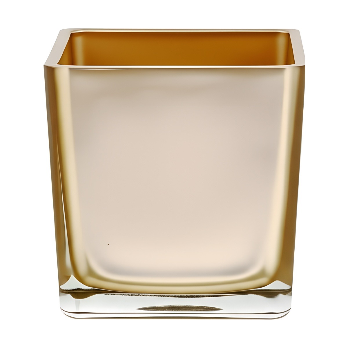 Vase cube carré – Verre épais métallique champagne, verre coloré