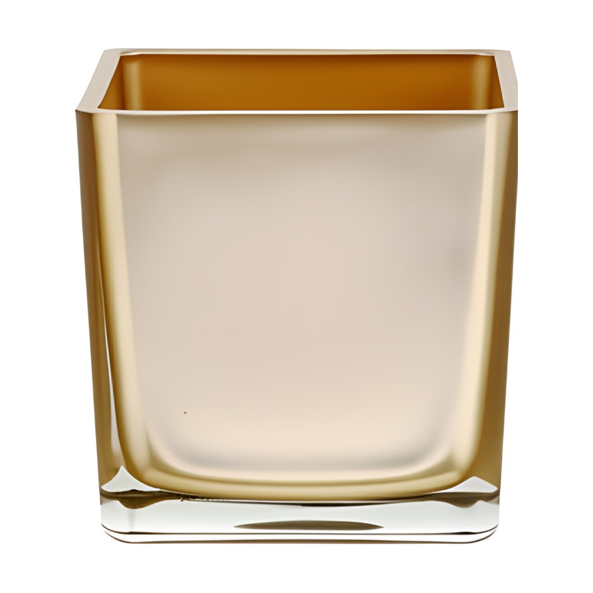 Square Cube Vase – Metallic Champagne, coloured glass