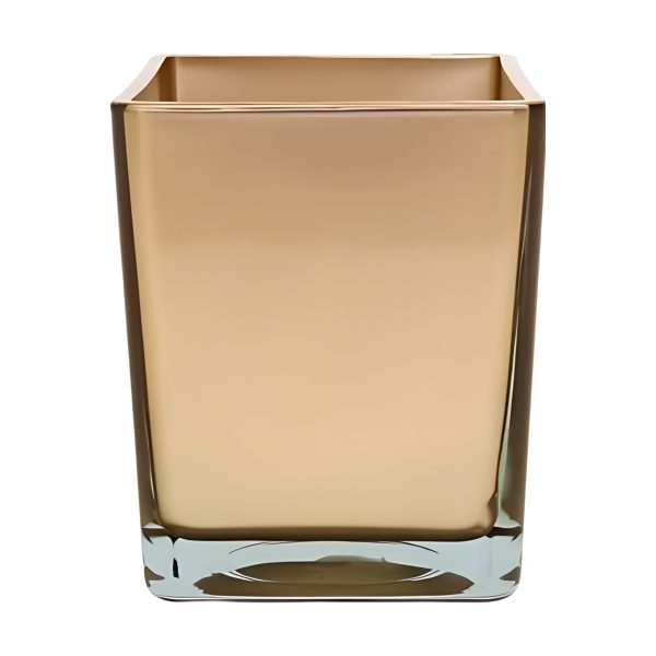 Vase cube carré – Champagne métallique, verre coloré