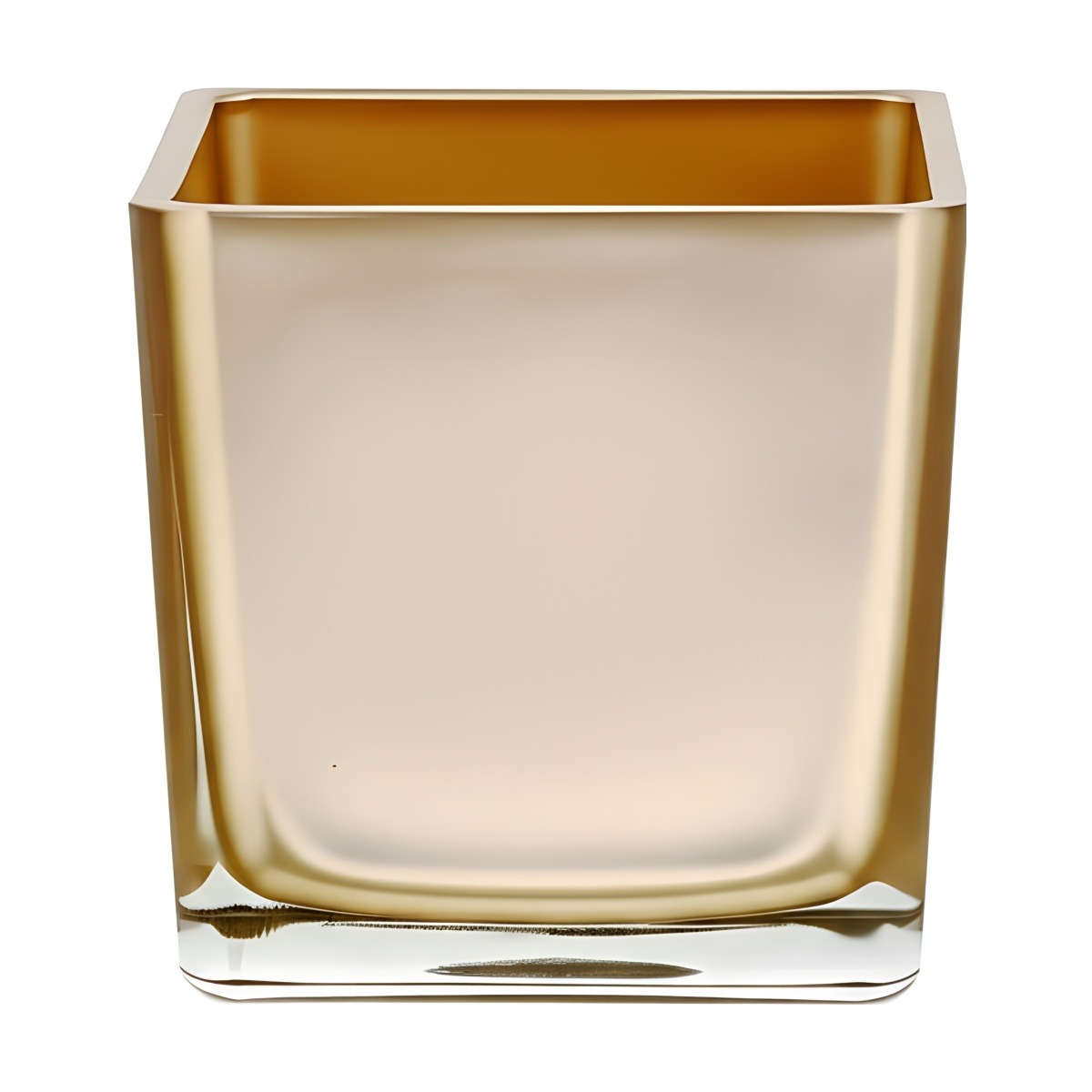 Vase cube carré – Champagne métallique, verre coloré