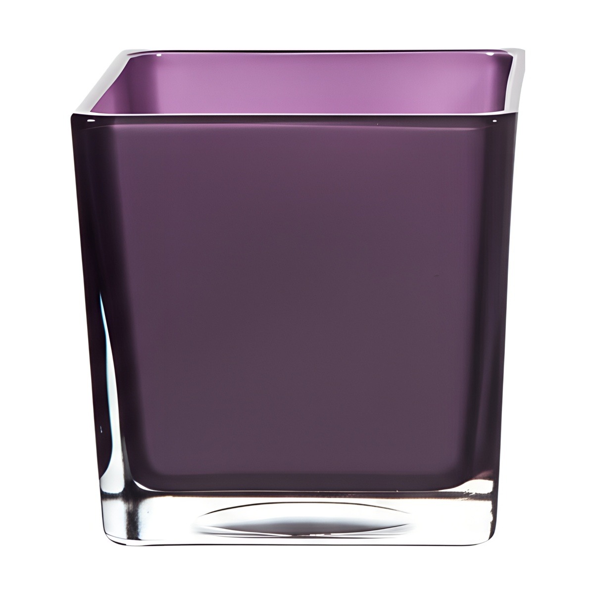Vase cube carré – Violet métallique, verre coloré