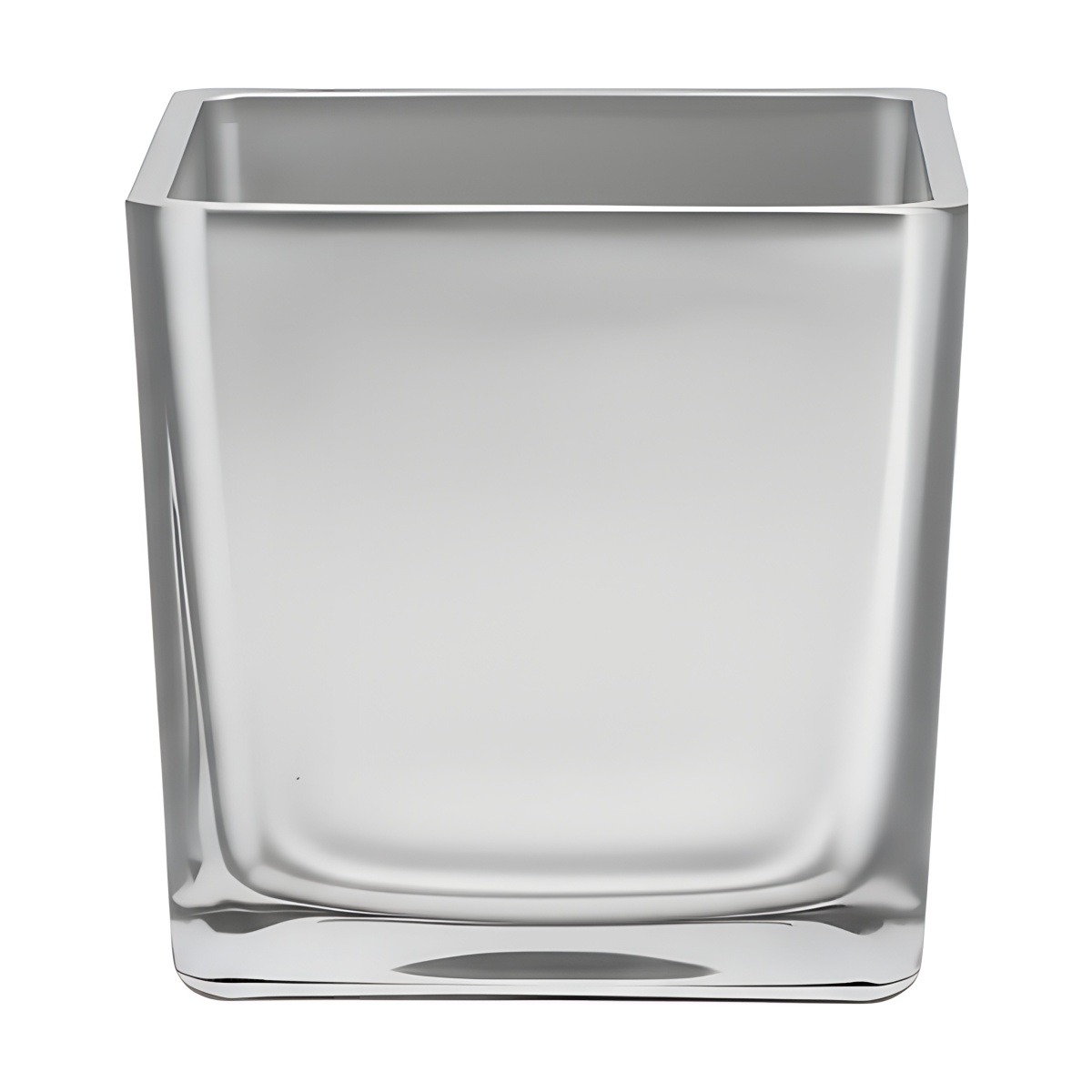 Vase cube carré – Argent métallique, verre coloré