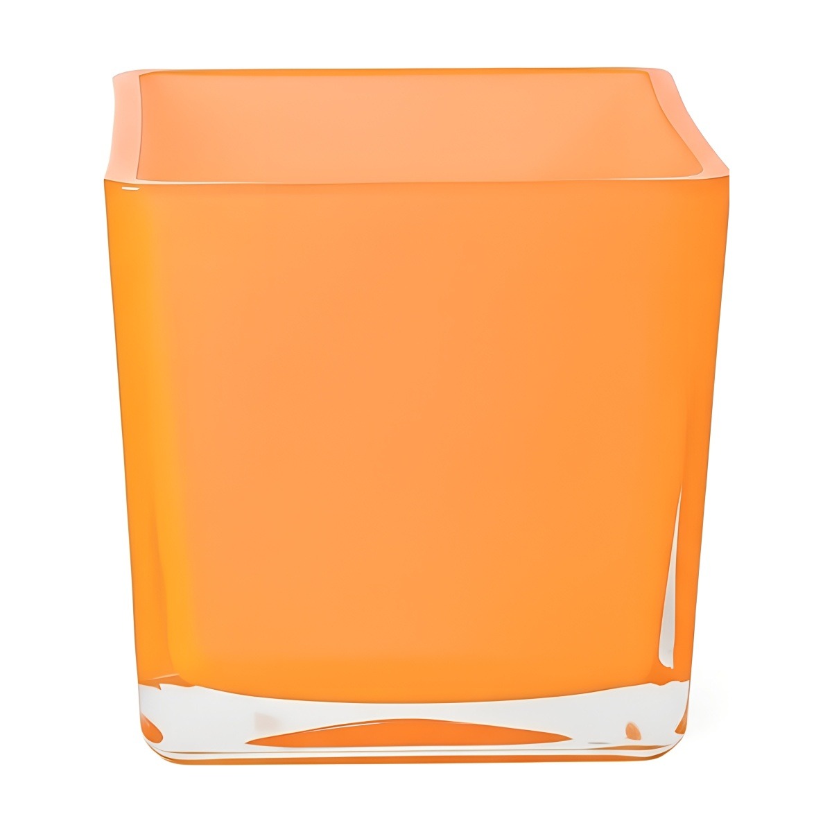 Square Cube Vase – Orange Thick Glass, coloured glass