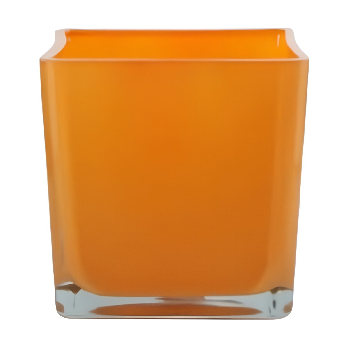 Square Cube Vase – Orange, coloured glass